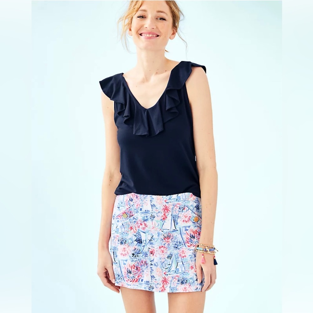 NWT LILLY PULITZER Madison Skort Crew Blue Tint Sea to Shinning Sea. Size M